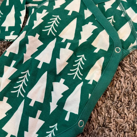 NWOT Hanna Andersson Baby Print Side Snap Bodysuit winter green size 0-3 months - Picture 2 of 5